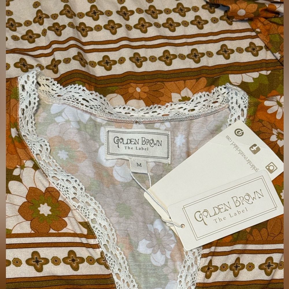 NWT Golden Brown the Label Goin’ to California Maxi Medium - Picture 3 of 12